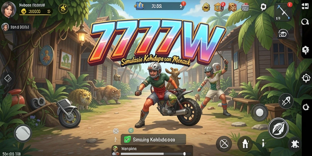 Tampilan gameplay menarik di dunia simulasi 7777W.