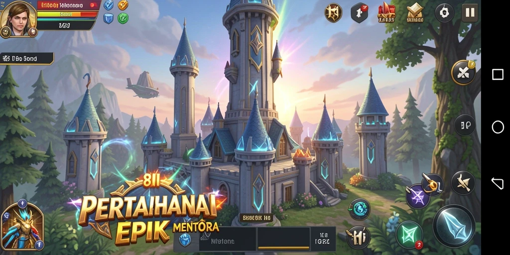 Tampilan menarik dalam game Tower Defense 8II dengan menara dan musuh.