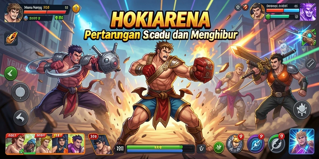 Tampilan gameplay seru dari HOKIARENA dalam pertarungan arcade.