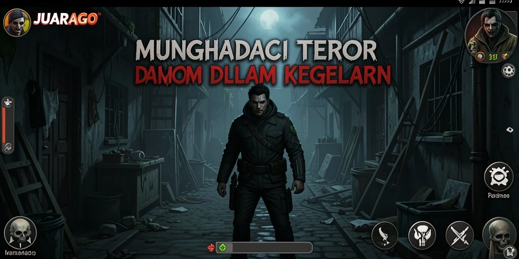 Tangkapan layar JUARAGO menunjukkan gameplay menegangkan di dunia kegelapan.