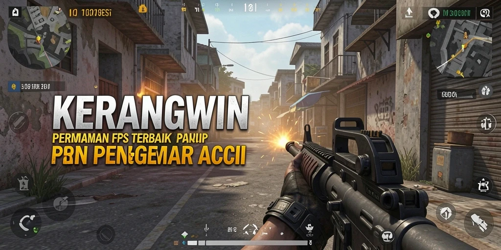Tangkapan layar KERANGWIN menunjukkan aksi menembak yang mendebarkan.
