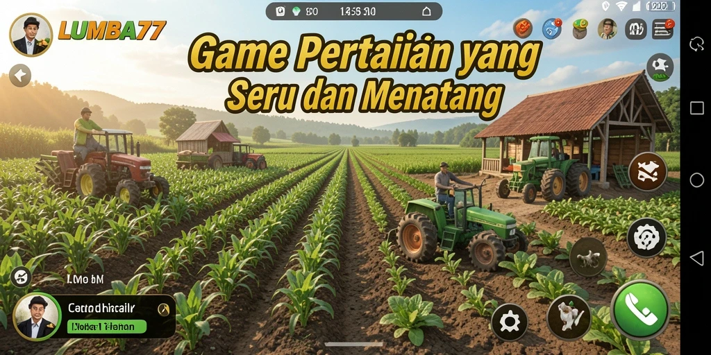 Tangkapan layar menunjukkan gameplay pertanian yang seru dan interaktif.