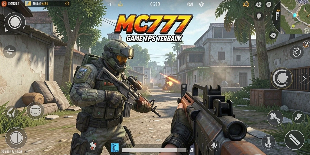 Screenshot utama MC777 menampilkan aksi seru di medan perang TPS.
