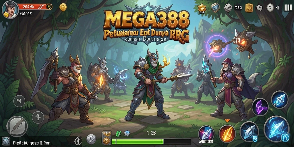 Tangkapan layar MEGA388 menunjukkan aksi seru dalam pertempuran RPG.