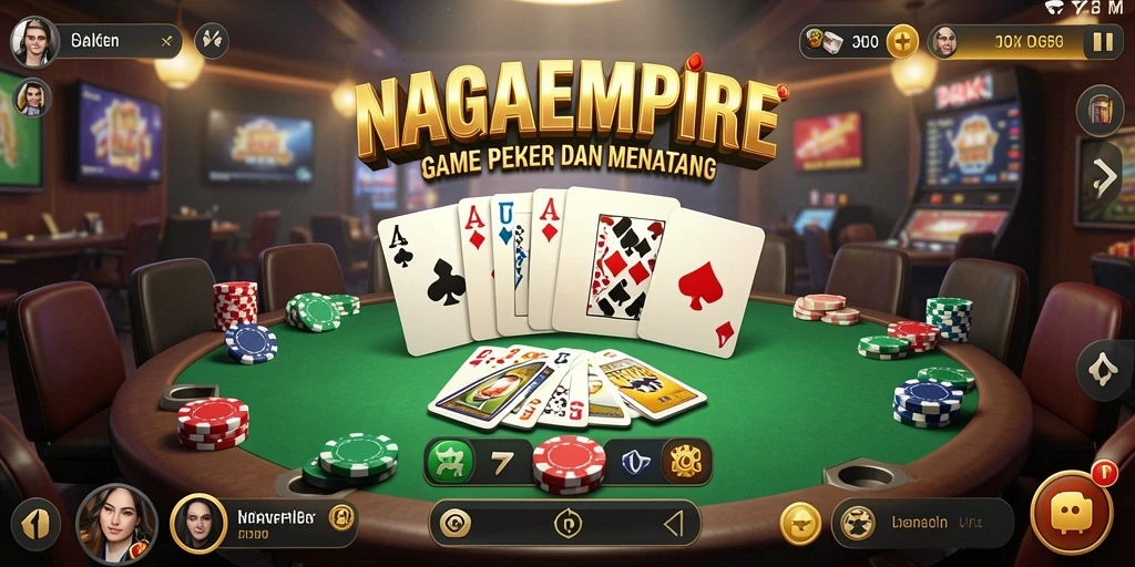 Tampilan gameplay seru di NAGAEMPIRE dengan berbagai meja poker.