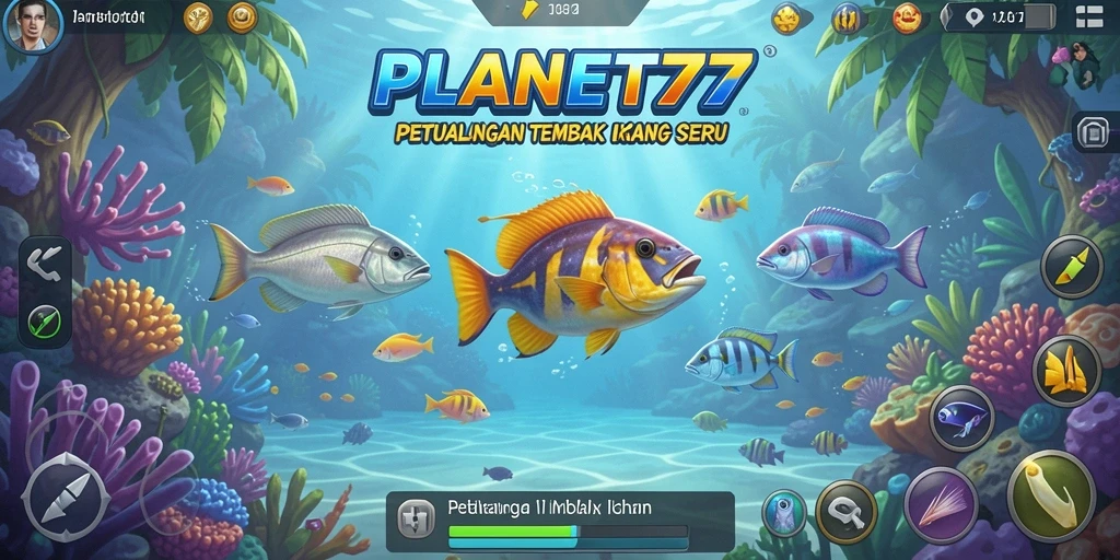 Tampilan gameplay seru dalam Tembak Ikan PLANET77.