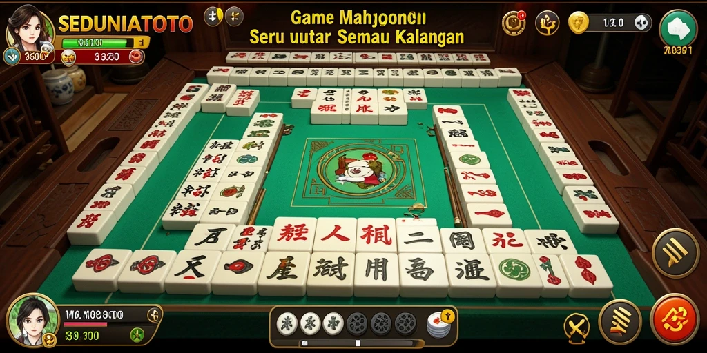 Tampilan gameplay seru dari SEDUNIATOTO saat bermain Mahjong.